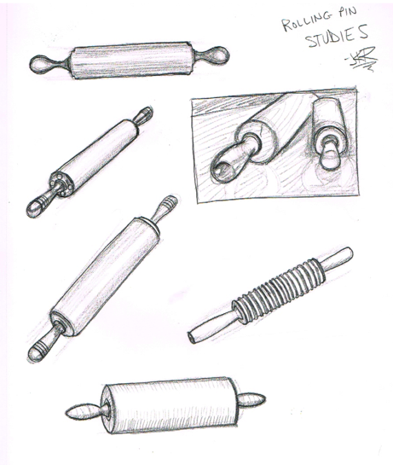Rolling pin drawing study from 642 Things to Draw Animator Island