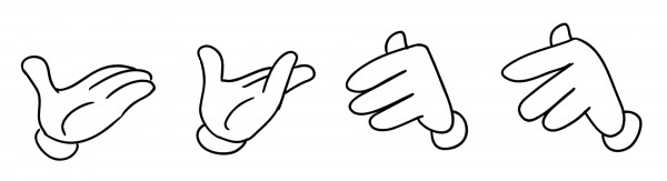 Hand gestures in different poses with hearts set Vector Image